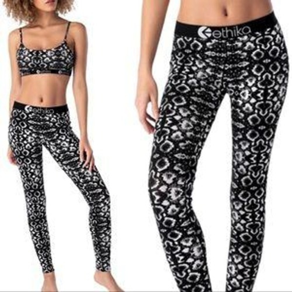 Ethika Subzero Women's Black & White Snakeskin High Waisted Tights Size S
